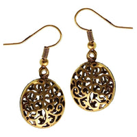 Cargar imagen en el visor de la galería, Brass Ohrringe goldfarben rund Schnörkel oxidiert - chic-net.de
