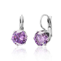 Cargar imagen en el visor de la galería, Brass Ohrringe Krone lila silber Glaskristall facettiert nickelfrei 10 mm Ohrhänger - chic-net.de
