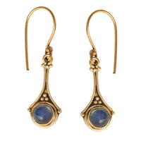 Cargar imagen en el visor de la galería, Brass Ohrringe mit Stein antik golden Tropfen oval rund Geige Messing Ohrhänger - chic-net.de
