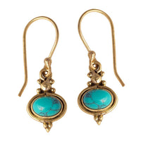Cargar imagen en el visor de la galería, Brass Ohrringe mit Stein antik golden Tropfen oval rund Geige Messing Ohrhänger - chic-net.de
