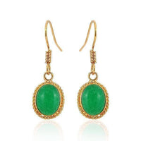 Load image into Gallery viewer, Brass Ohrringe Ohrhänger Ohrschmuck Damen Brasshänger Katzenauge eingefasst - chic-net.de
