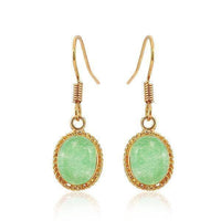 Load image into Gallery viewer, Brass Ohrringe Ohrhänger Ohrschmuck Damen Brasshänger Katzenauge eingefasst - chic-net.de
