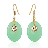 Load image into Gallery viewer, Brass Ohrringe Ohrhänger Ohrschmuck Damen Brasshänger Katzenauge oval - chic-net.de
