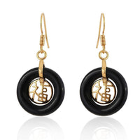 Load image into Gallery viewer, Brass Ohrringe Ohrhänger Ohrschmuck Damen Brasshänger Katzenauge rund - chic-net.de
