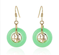 Load image into Gallery viewer, Brass Ohrringe Ohrhänger Ohrschmuck Damen Brasshänger Katzenauge rund - chic-net.de

