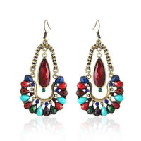 Load image into Gallery viewer, Brass Ohrringe Ohrhänger Ohrschmuck Damen Brasshänger Vintage Steine rot blau grün - chic-net.de
