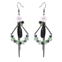 Load image into Gallery viewer, Brass Ohrringe silber Blume facettiert Steine schwarz grün - chic-net.de
