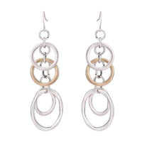 Cargar imagen en el visor de la galería, Brass Ohrringe silberfarben Kreise Anhänger silberfarben goldfarben - chic-net.de
