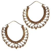 Load image into Gallery viewer, Brass Ohrringe Tribal rund Spiralbogen-Rand antik golden Messing - chic-net.de
