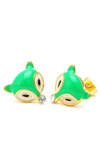 Load image into Gallery viewer, Brass Ohrstecker Fuchs Kristall 12 mm bunt gold Emaille nickelfrei Messing facettiert - chic-net.de
