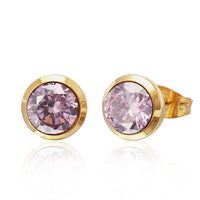 Load image into Gallery viewer, Brass Ohrstecker gold Glaskristall facettiert 10 mm rund nickelfrei rosa orange flieder lila - chic-net.de
