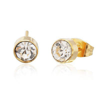 Load image into Gallery viewer, Brass Ohrstecker gold Glaskristall facettiert 6mm rund - chic-net.de
