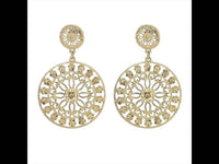 Load image into Gallery viewer, Brass Ohrstecker rund Kreis Blumen Schnörkel antik golden glänzend - chic-net.de
