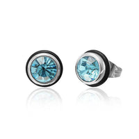 Load image into Gallery viewer, Brass Ohrstecker silber Gummi Ring Glaskristall facettiert 8mm rund bunt - chic-net.de
