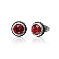 Load image into Gallery viewer, Brass Ohrstecker silber Gummi Ring Glaskristall facettiert 8mm rund bunt - chic-net.de
