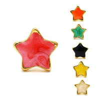 Load image into Gallery viewer, Brass Ohrstecker Stern gemasert 8 mm bunt gold Emaille nickelfrei Messing - chic-net.de
