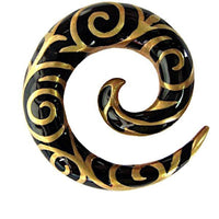 Load image into Gallery viewer, Brass Piercing Dehnschnecke Resin schwarz gold Spiralen - chic-net.de
