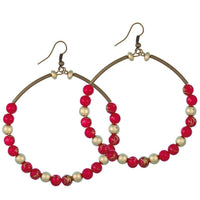 Load image into Gallery viewer, Brass Schmuck rot gold Damenohrhänger Kupfer nickelfrei Ohrringe Perlen - chic-net.de
