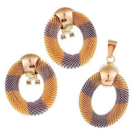 Load image into Gallery viewer, Brass Schmuck Set Ohrringe Anhänger Damen nickelfrei rund - chic-net.de
