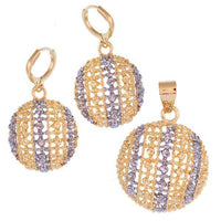 Load image into Gallery viewer, Brass Schmuck Set Ohrringe Anhänger Damen nickelfrei rund gestreift - chic-net.de
