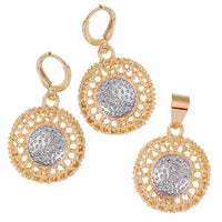 Load image into Gallery viewer, Brass Schmuck Set Ohrringe Anhänger Damen nickelfrei rund tellerförmig - chic-net.de
