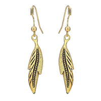 Load image into Gallery viewer, Brass Schmuckset goldfarben Kette Federn Ohrringe verstellbar - chic-net.de
