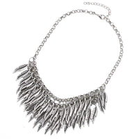 Load image into Gallery viewer, Brass Schmuckset silberfarben Kette Federn Ohrringe verstellbar - chic-net.de
