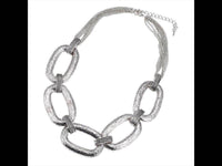 Load image into Gallery viewer, Brass Schmuckset silberfarben ovale große Gliederkette Ohrringe fein verstellbar - chic-net.de
