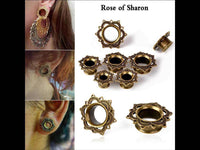 Cargar imagen en el visor de la galería, Brass Tunnel Lotus Blume antique Finish gold Plug - chic-net.de
