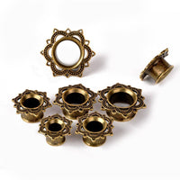 Cargar imagen en el visor de la galería, Brass Tunnel Lotus Blume antique Finish gold Plug - chic-net.de
