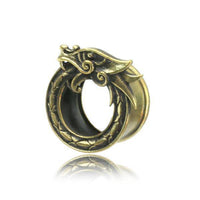 Cargar imagen en el visor de la galería, Brass Tunnel Midgard Viking Weltenschlange antik gold - chic-net.de
