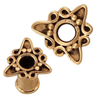 Load image into Gallery viewer, Brass Tunnel Spitzbögen Punkte antik gold nickelfrei Plug Messing Expander Schmuck - chic-net.de
