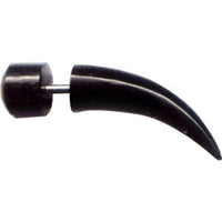 Cargar imagen en el visor de la galería, Buffalo Horn Fake Piercing, leicht gebogener Spike, schwarz mit eingefasstem Perlmutt, Ohrhänger, Ohrstecker, Ohrring - chic-net.de
