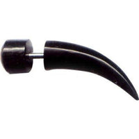 Cargar imagen en el visor de la galería, Buffalo Horn Fake Piercing, leicht gebogener Spike, schwarz mit weißer Kappe und schwarzem Stern, Ohrhänger, Ohrstecker, Ohrring - chic-net.de
