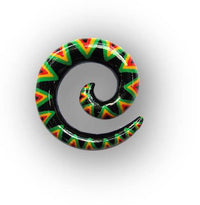 Cargar imagen en el visor de la galería, Bunte expander, Fake piercing aus Holz Handbemalt, Rastafarben, 8mm, Plug, Tunnel, Ohrhänger, Ohrstecker - chic-net.de
