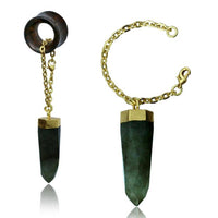 Cargar imagen en el visor de la galería, Charm Piercing Anhänger Ohrhänger für Flesh Tunnels gold Silber Messing Stein Karabiner - chic-net.de
