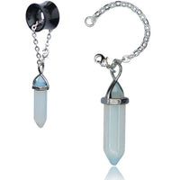 Cargar imagen en el visor de la galería, Charm Piercing Anhänger Ohrhänger für Flesh Tunnels gold Silber Messing Stein Karabiner - chic-net.de
