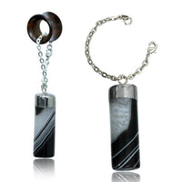 Cargar imagen en el visor de la galería, Charm Piercing Anhänger Ohrhänger für Flesh Tunnels gold Silber Messing Stein Karabiner - chic-net.de
