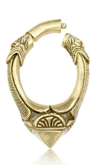 Load image into Gallery viewer, Clicker Piercing Ohrgewicht gold antik Segmentring 5mm oxidiert Messing 39g 50mm - chic-net.de
