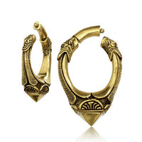 Load image into Gallery viewer, Clicker Piercing Ohrgewicht gold antik Segmentring 5mm oxidiert Messing 39g 50mm - chic-net.de
