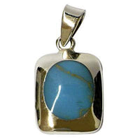 Cargar imagen en el visor de la galería, Damen Anhänger/ Silberanhänger, 925 Sterling Silber mit synthetischem Türkis, ca. 17 x 13 mm - chic-net.de
