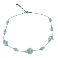 Cargar imagen en el visor de la galería, Damen Kette Achat Perlen oval gewunden Glitzer Glasperlen weiß 42- 48 cm Karabiner nickelfrei - chic-net.de
