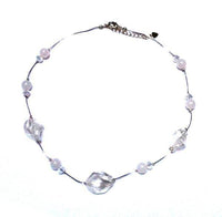 Cargar imagen en el visor de la galería, Damen Kette Achat Perlen oval gewunden Glitzer Glasperlen weiß 42- 48 cm Karabiner nickelfrei - chic-net.de
