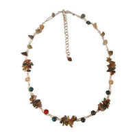 Cargar imagen en el visor de la galería, Damen Kette Perlenkette grün rot blau bunt Perlen Steinsplitter Bündel 42-48 cm Karabiner nickelfrei - chic-net.de
