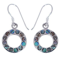 Cargar imagen en el visor de la galería, Damen Ohrringe/Ohrhänger aus Pauamuschel-Abalone, Perlmutt in 925 Sterling Silber eingefasst, ca. 15 mm Ø - chic-net.de
