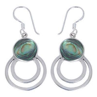 Cargar imagen en el visor de la galería, Damen Ohrringe/Ohrhänger aus Pauamuschel-Abalone, Perlmutt in 925 Sterling Silber eingefasst, ca. 23 x 18 mm - chic-net.de
