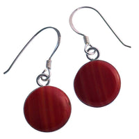 Load image into Gallery viewer, Damen Ohrringe rot gelb gemasert Achatstein rund 925er Sterling Silber eingefasst - chic-net.de
