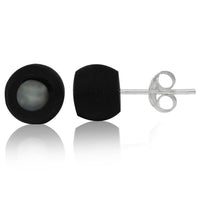 Cargar imagen en el visor de la galería, Damen Ohrstecker Kokos weiß schwarz Kugel 8 mm Holz Perlmutt Muschel Silberohrstecker 925er Silber - chic-net.de
