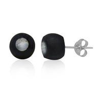 Cargar imagen en el visor de la galería, Damen Ohrstecker Kokos weiß schwarz Kugel 8 mm Holz Perlmutt Muschel Silberohrstecker 925er Silber - chic-net.de

