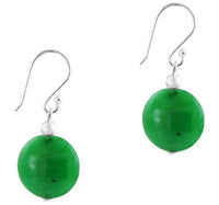 Load image into Gallery viewer, Damenohrringe mit grünem Katzenauge, rund und flach, mit 925er Sterlingsilberbügel - chic-net.de
